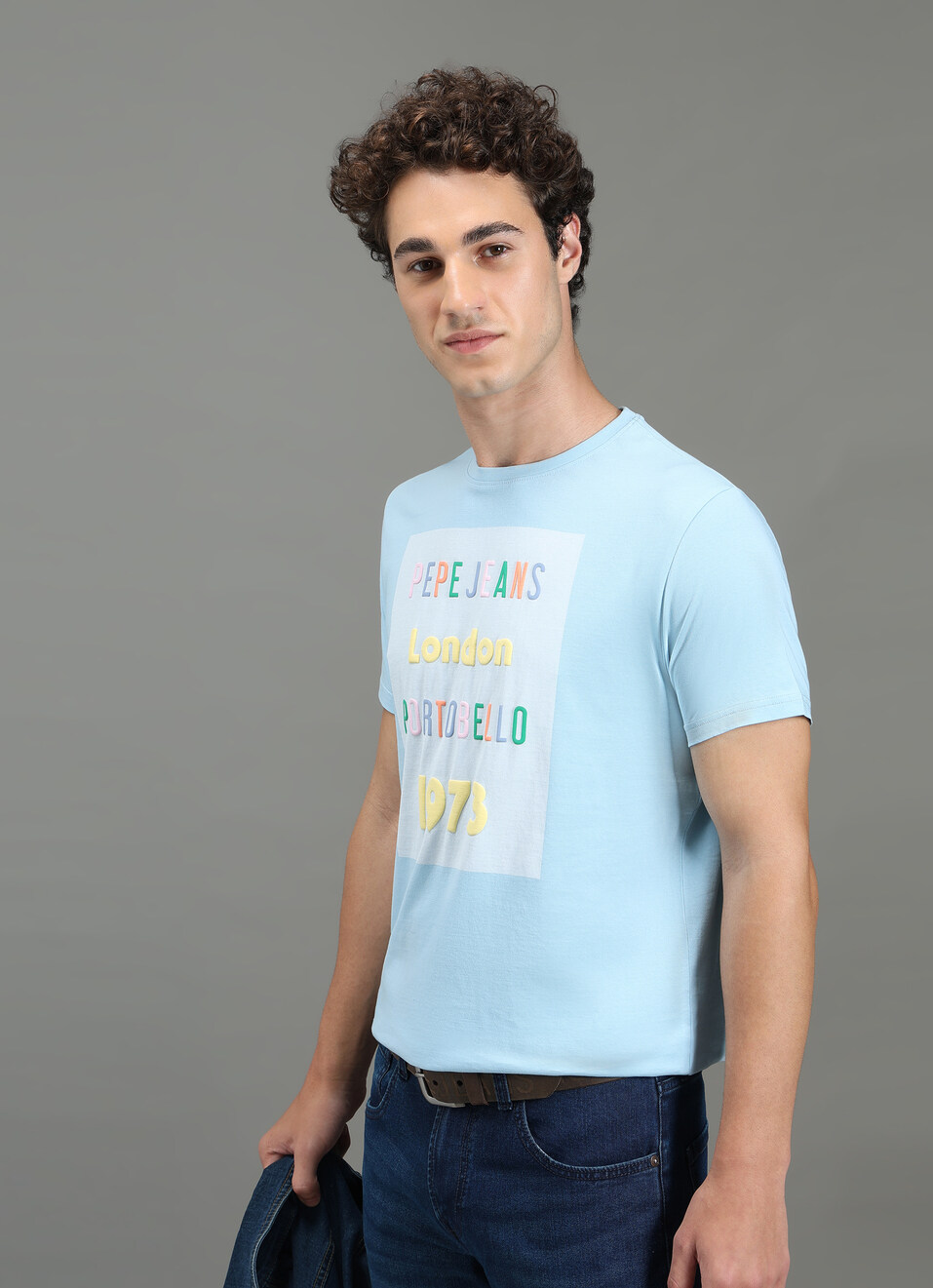Men Blue Slim Fit Graphic T-shirt, , large image number 0