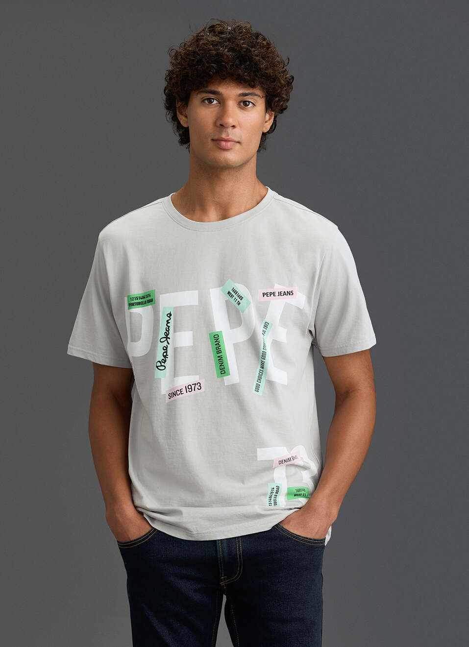 Men Grey Graphic Relaxed Fit T-shirt, , large image number 0