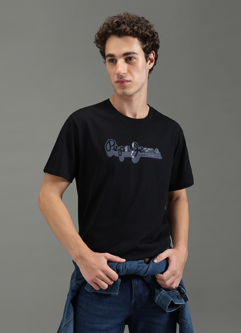 Men Black Relaxed Fit Graphic T-shirt