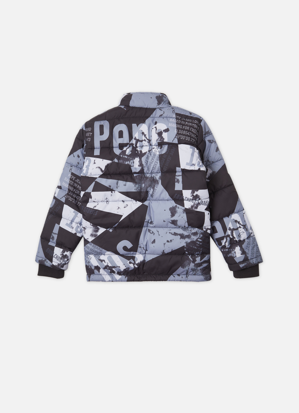 Boys Grey Printed Full Sleeve Quilted Jacket, , large image number 1