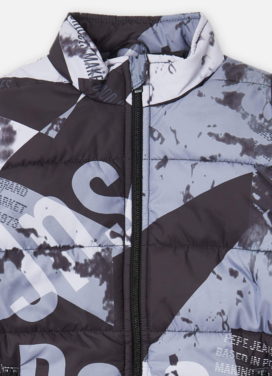 Boys Grey Printed Full Sleeve Quilted Jacket, , large image number 2