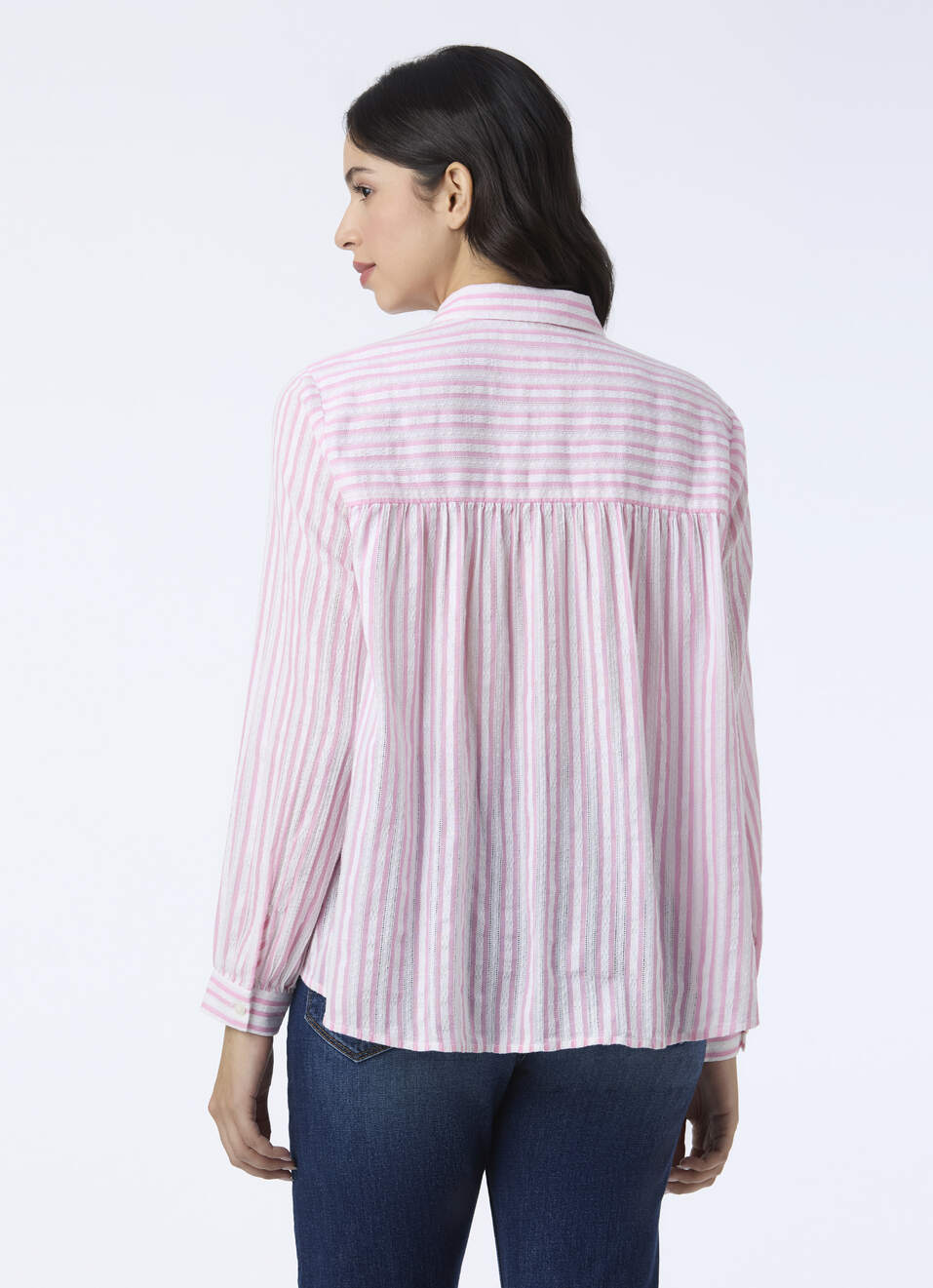 Women Pink Stripe Full Sleeve Shirt, , large image number 2