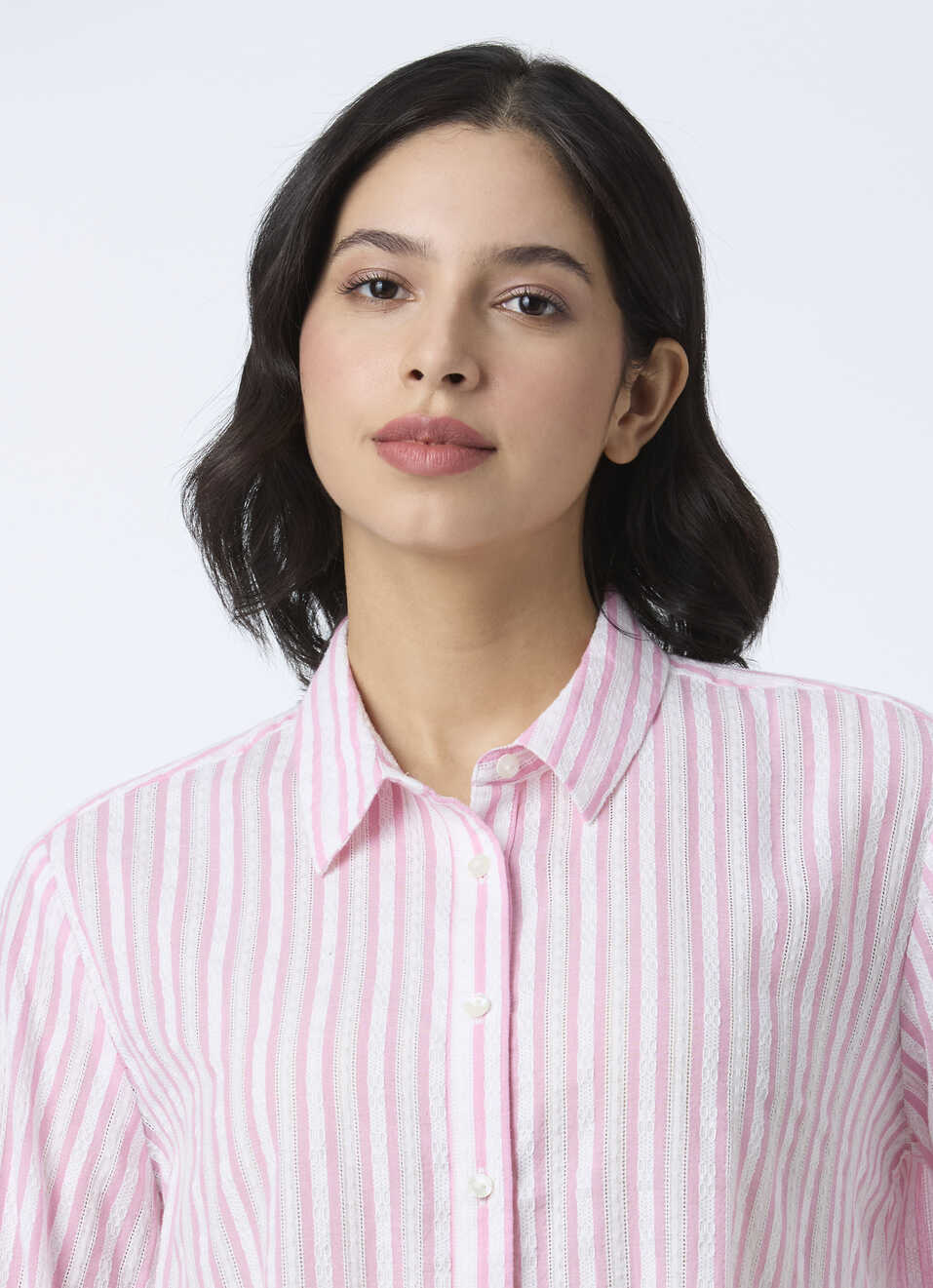 Women Pink Stripe Full Sleeve Shirt, , large image number 4