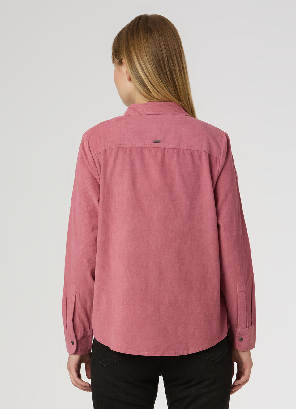 Women Black Corduroy Shirt With Flap Pocket, , large image number 2