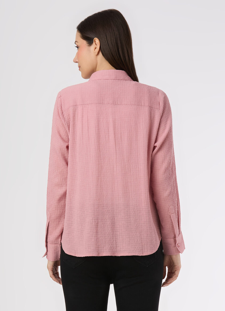 Women Pink Textured Regular Fit Shirt, , large image number 2