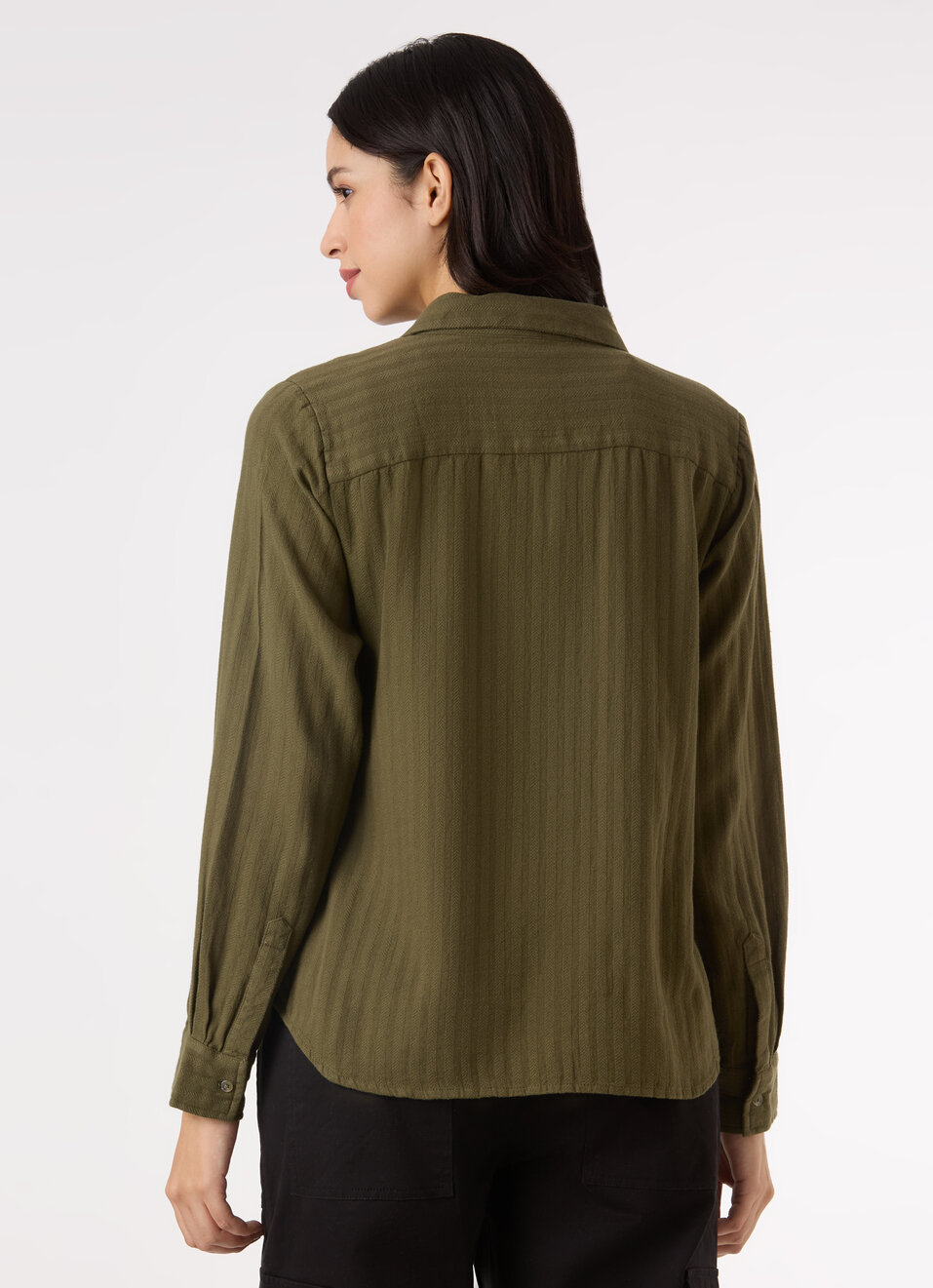 Women Green Textured Regular Full Sleeve Shirt, , large image number 2