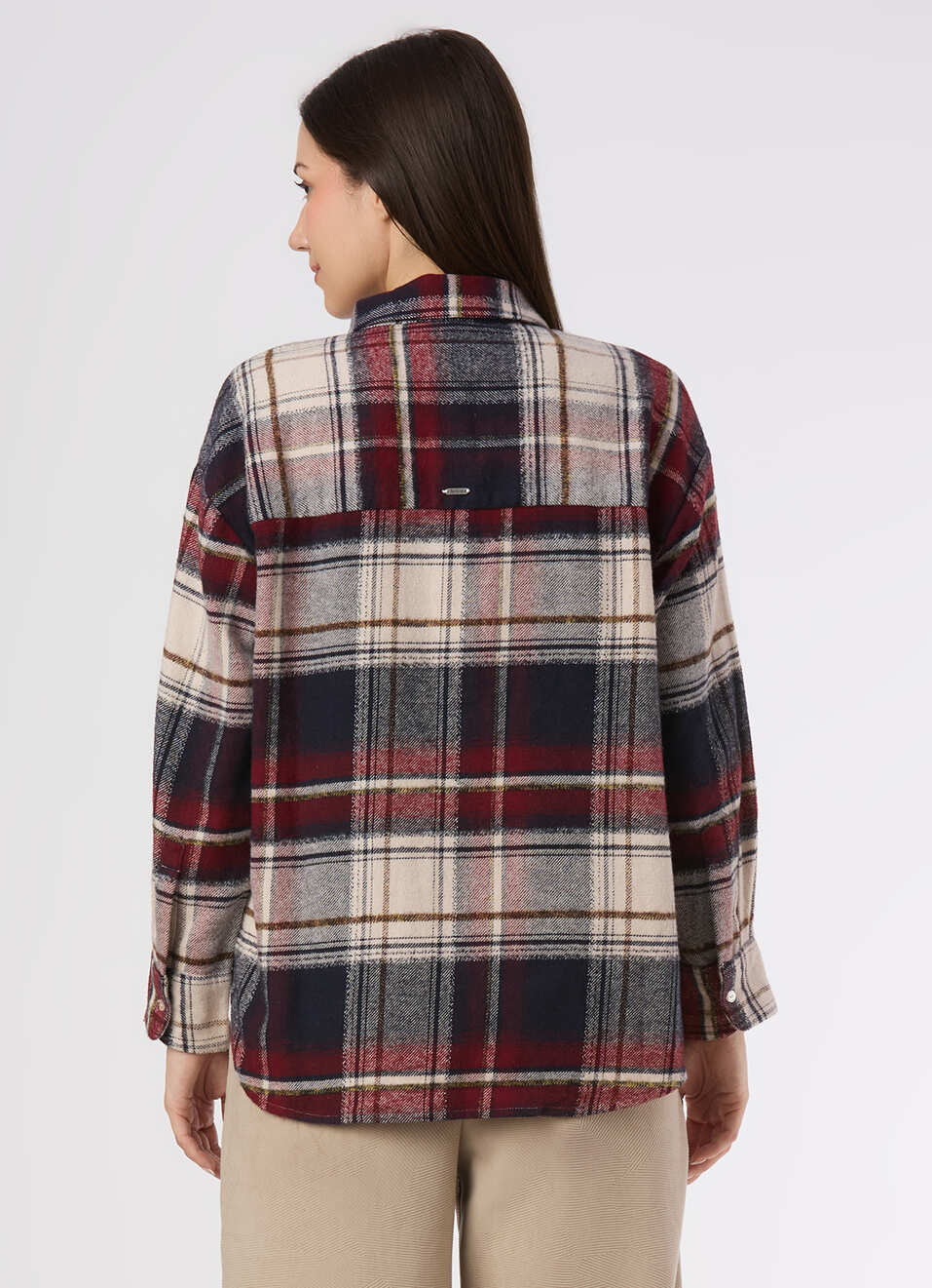 Women Red Oversized Checked Shirt, , large image number 2