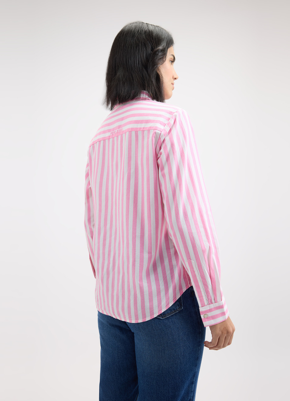 Women Pink Vertical Stripe Full Sleeve Shirt, , large image number 2