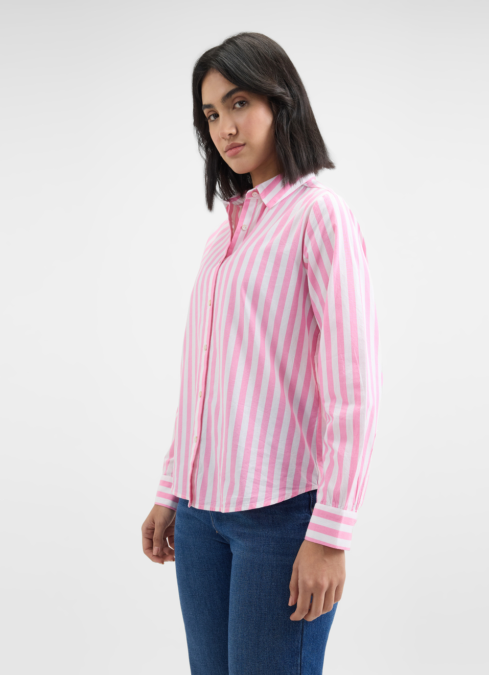 Women Pink Vertical Stripe Full Sleeve Shirt, , large image number 3