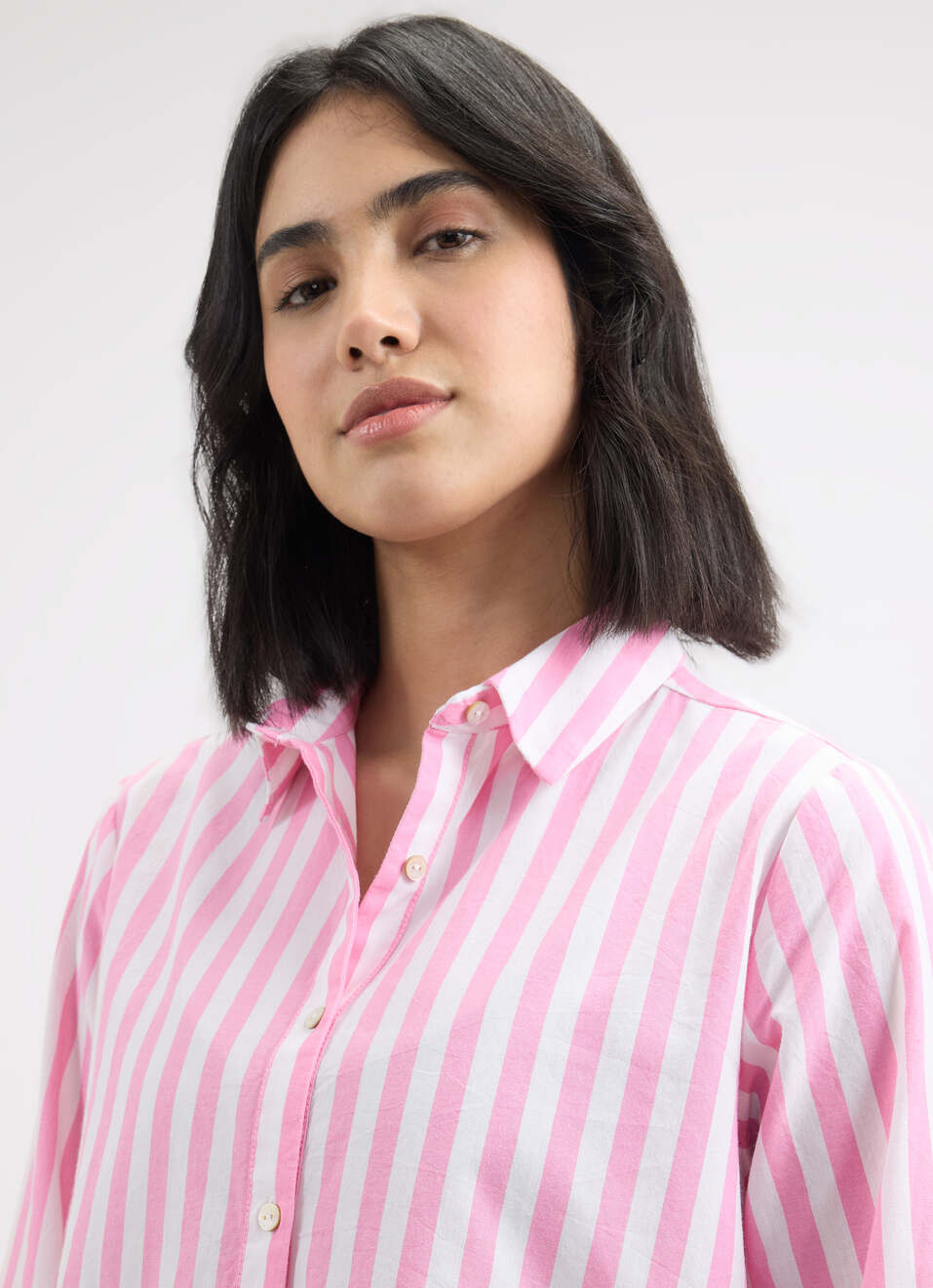 Women Pink Vertical Stripe Full Sleeve Shirt, , large image number 4