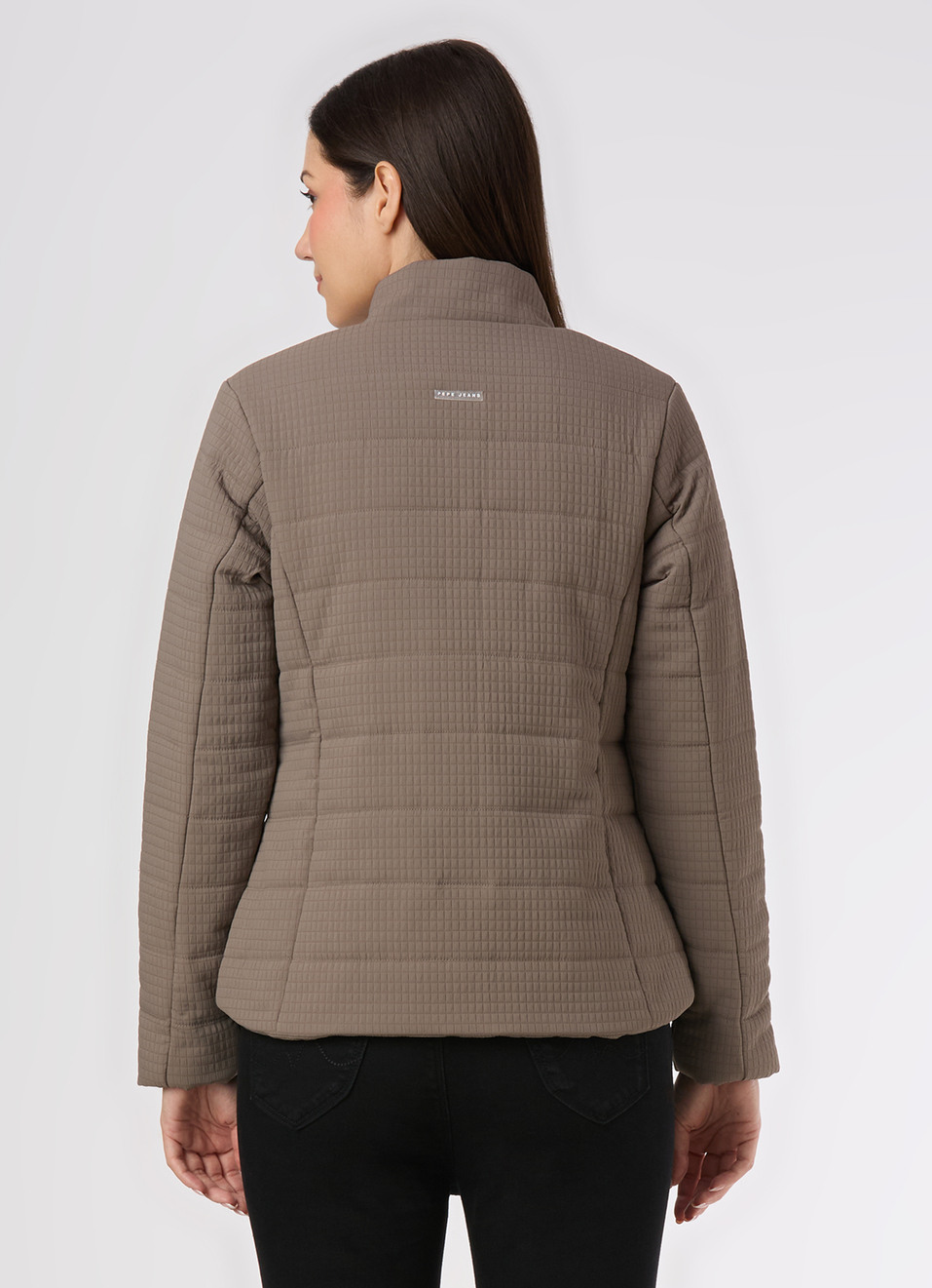 Women Grey Regular Fit High Neck Quilted Jacket, , large image number 2