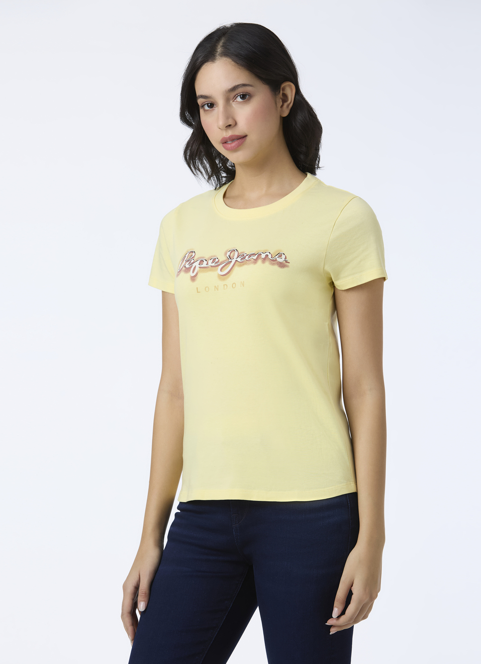 Women Yellow Round Neck Short Sleeve T-shirt, , large image number 3