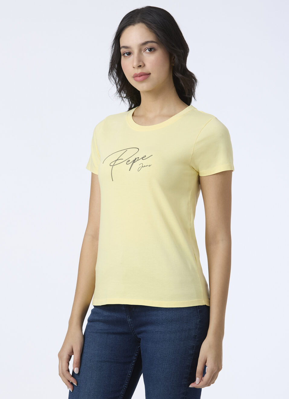 Women Yellow Round Neck Short Sleeve T-shirt, , large image number 3