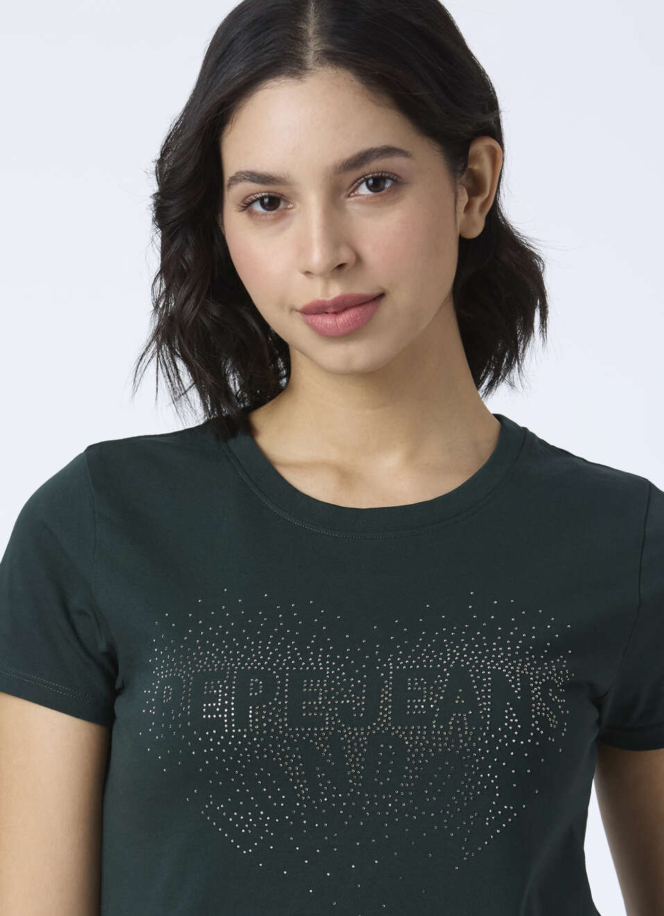 Women Green Embellished Short Sleeve Stretch T-shirt, , large image number 4