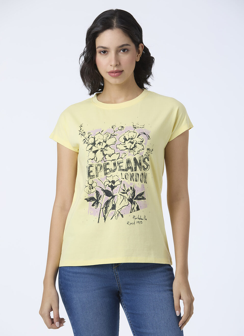 Women Yellow Graphic Print Short Sleeve T-shirt, , large image number 1