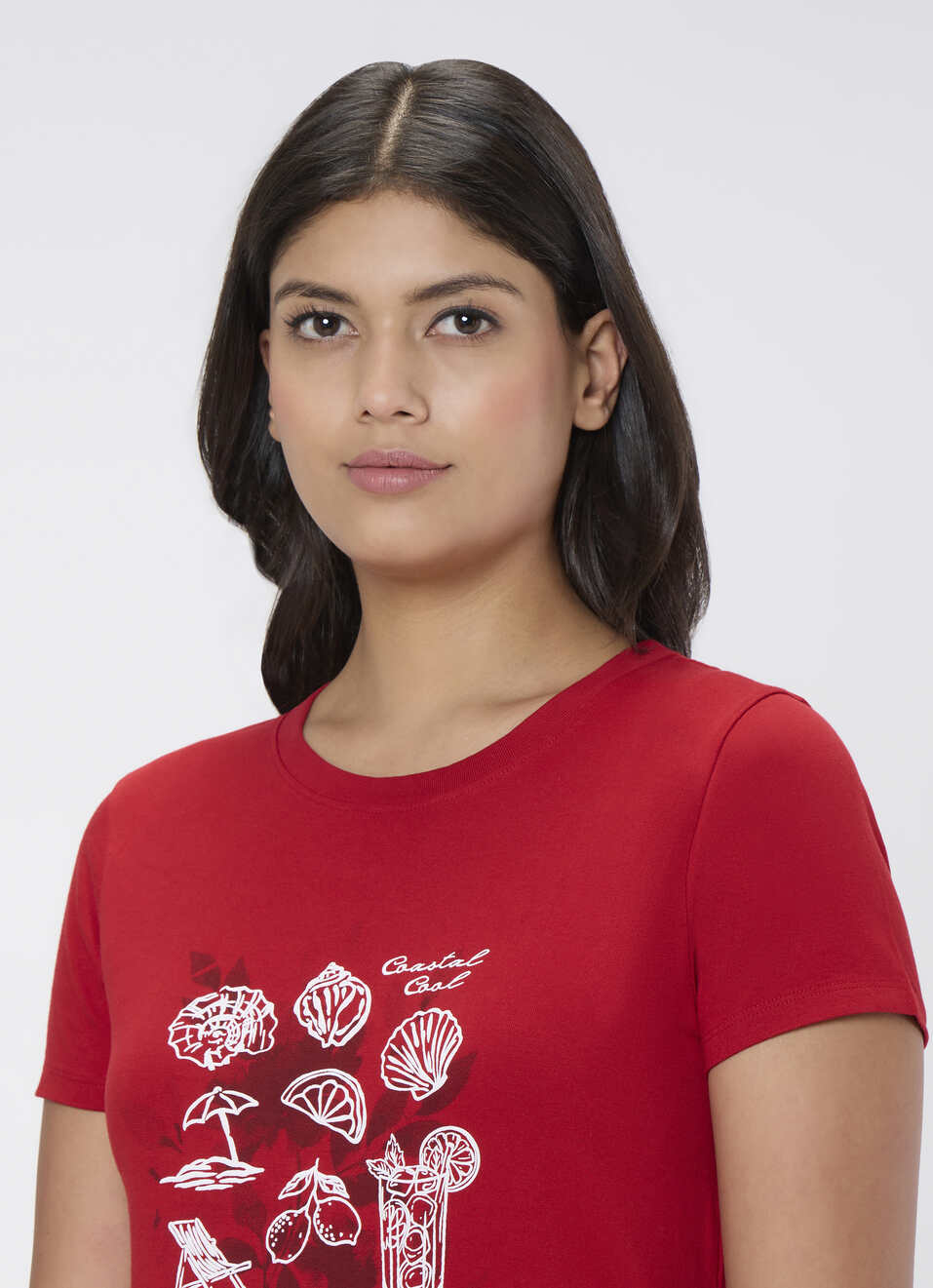 Women Red Floral Print T-shirt, , large image number 4