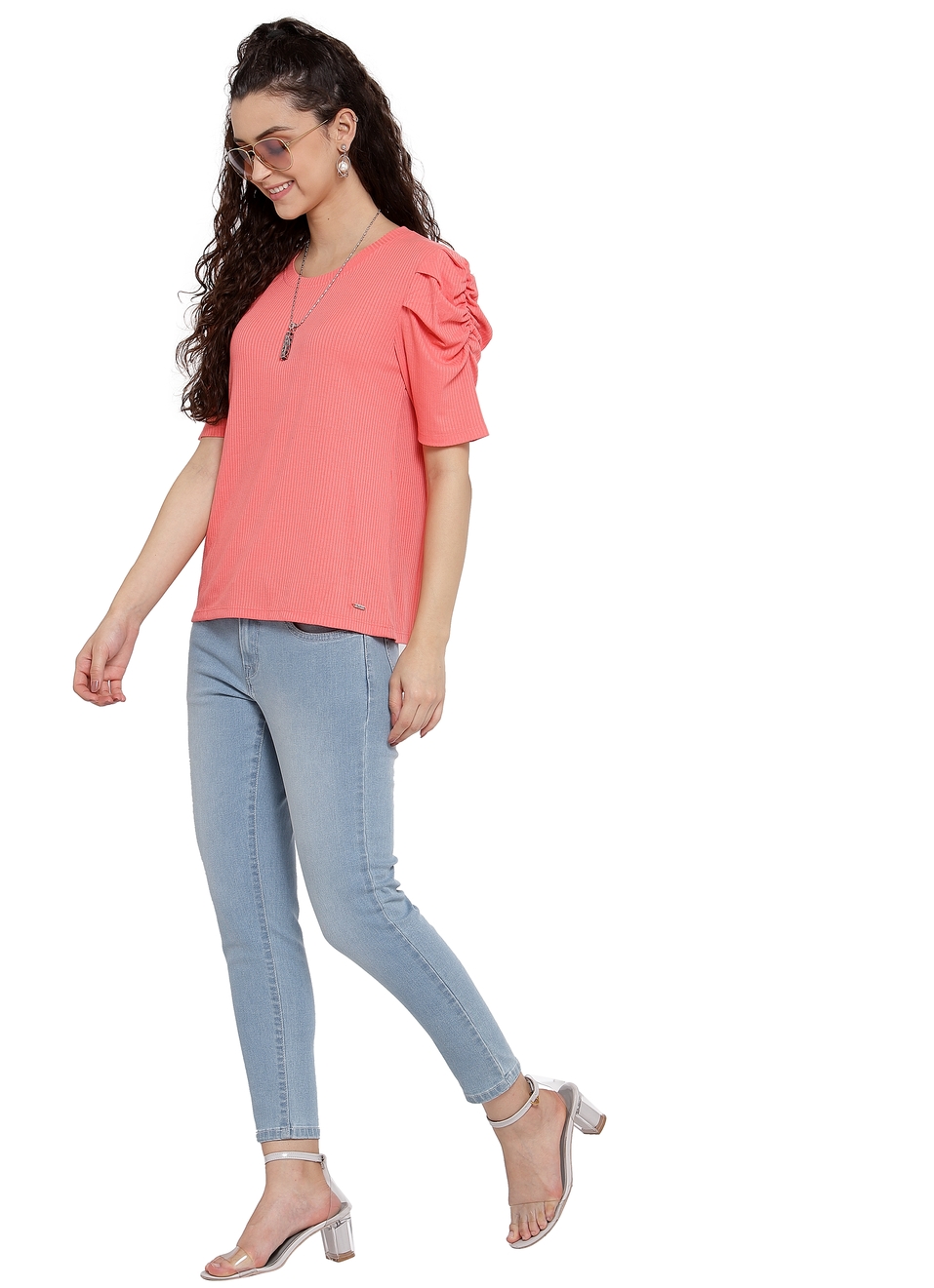 Greta Solid Ribed T Shirt, , large image number 5