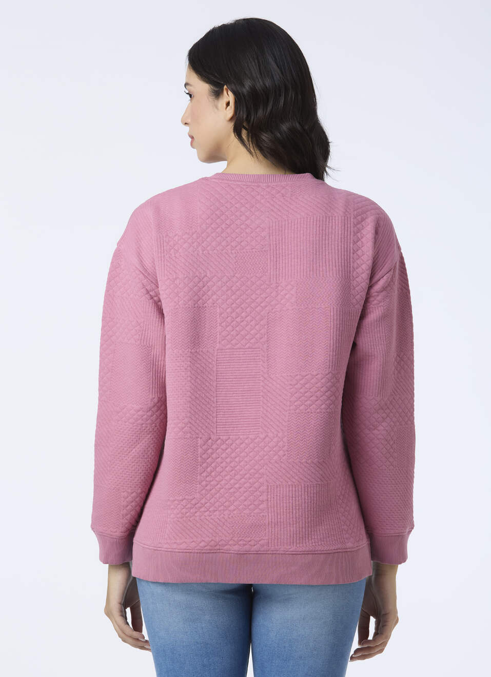 Women Pink Textured Patchwork Sweatshirt, , large image number 2