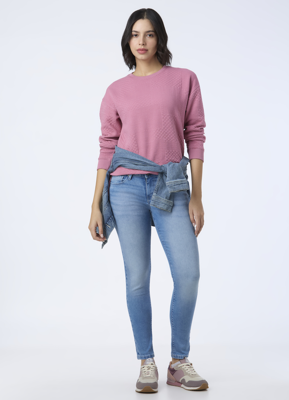 Women Pink Textured Patchwork Sweatshirt, , large image number 5