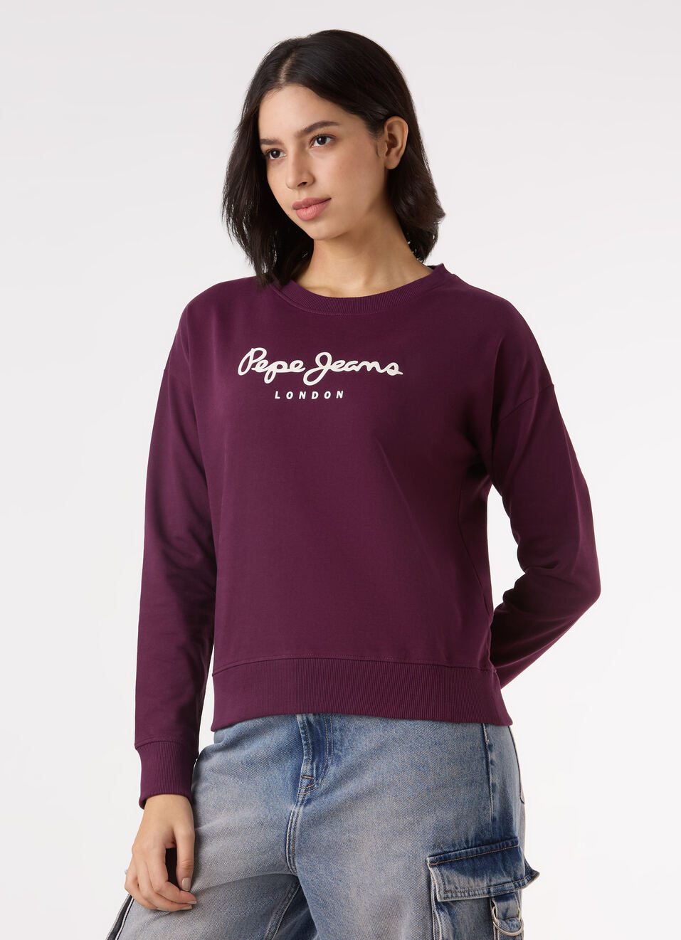 Women  Purple Logo Print Comfort Fit Sweatshirt, , large image number 3