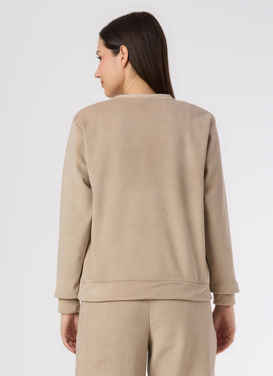 Women Beige Crew Neck Regular Fit Sweatshirt, , large image number 2