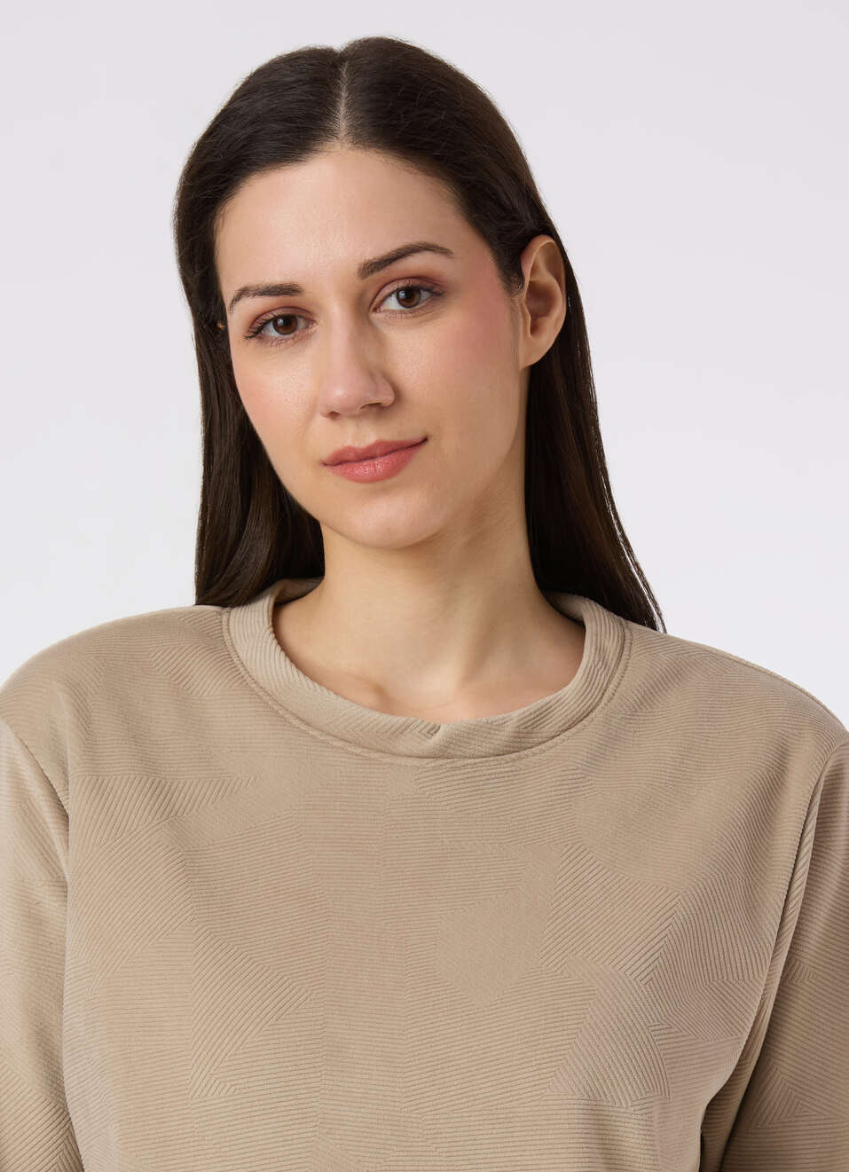 Women Beige Crew Neck Regular Fit Sweatshirt, , large image number 4