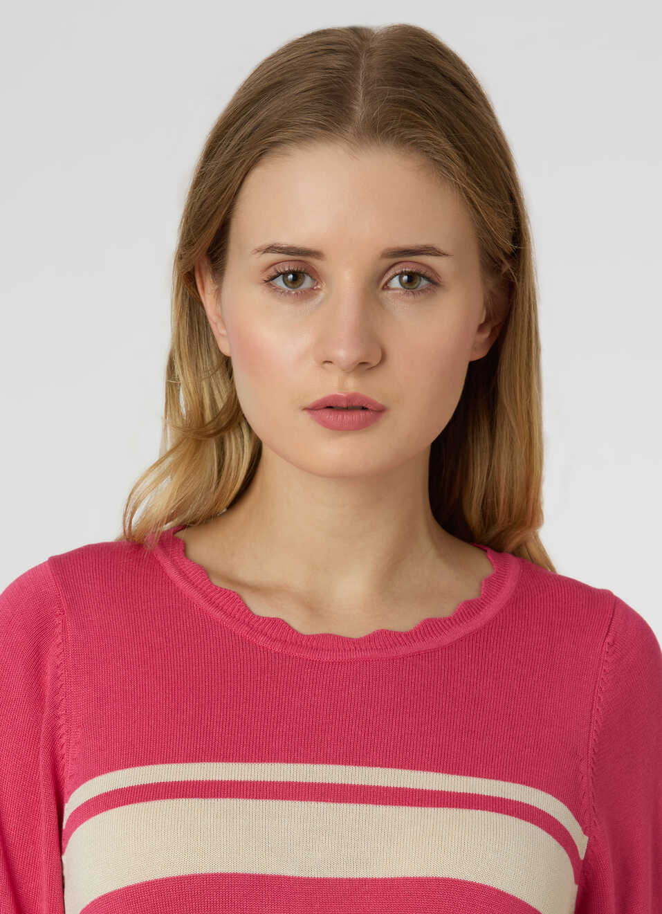 Women Pink Stripe Flat Knit Top, , large image number 4