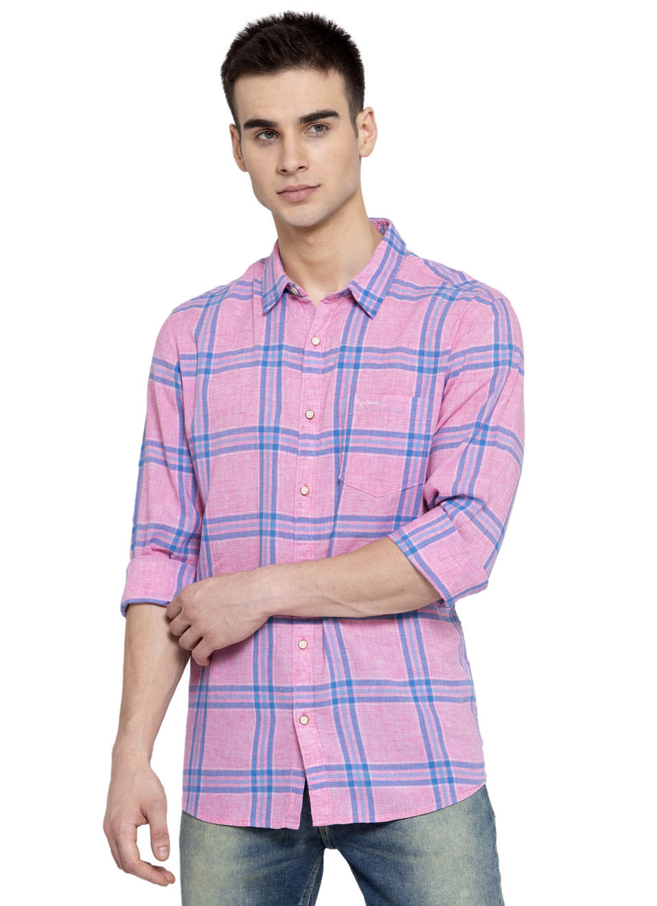 Salvador Cotton Linen Checks Shirt, , large image number 0