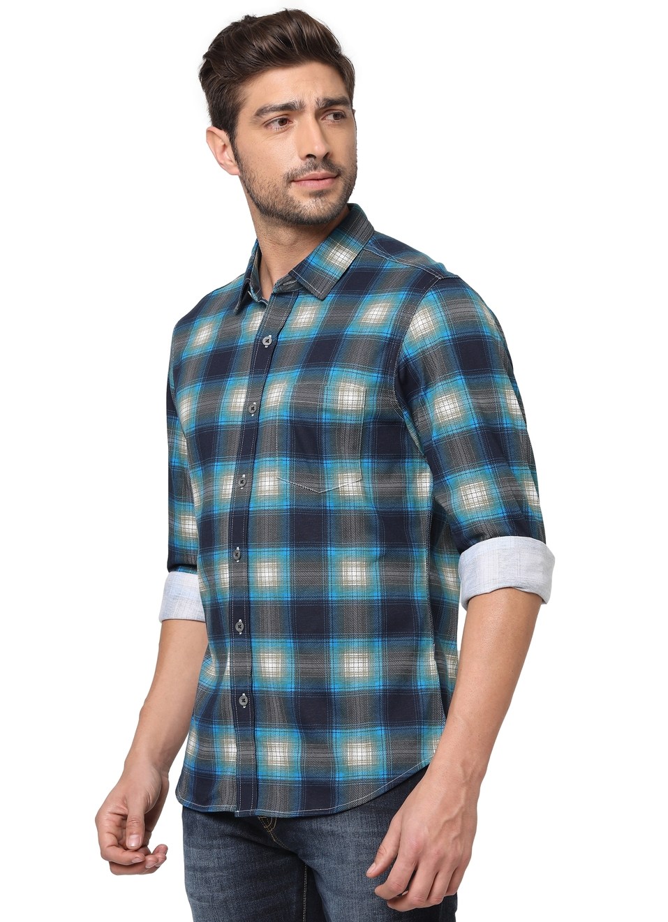 Dam Single Jersey Printed Check Shirt, , large image number 2