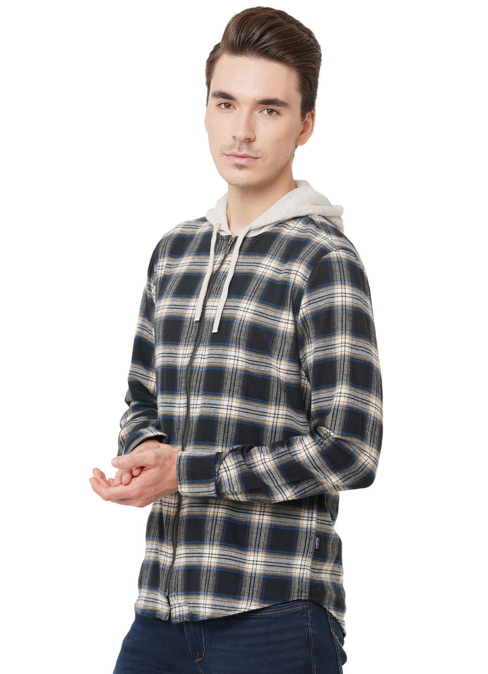 Solarte Shiruku Zip Through Check Shirt, , large image number 2