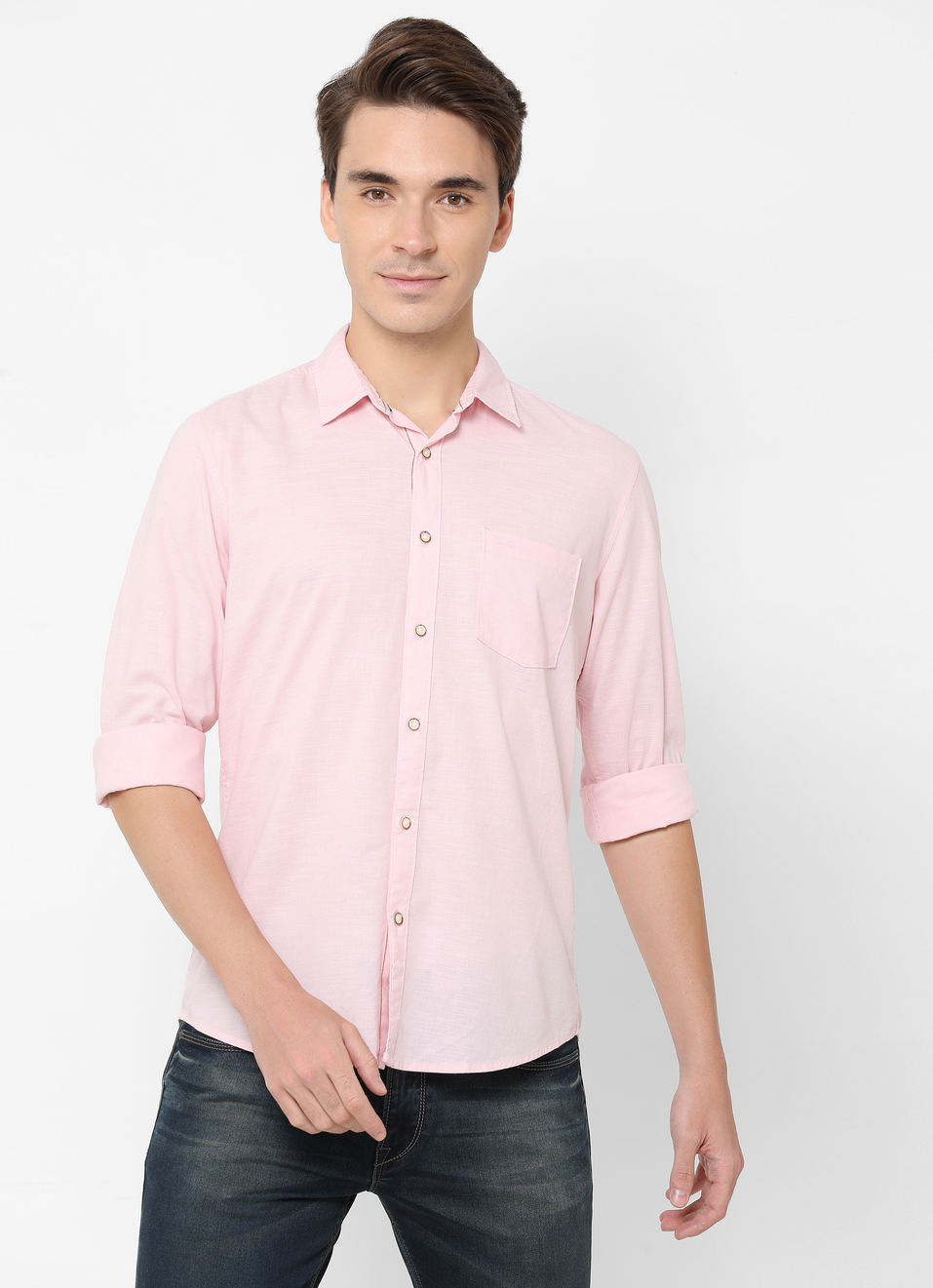 Dibo Solid Cotton Slub Shirt., , large image number 0