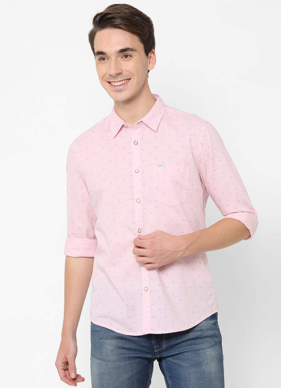 Gunman Printed Slub Cotton Shirt, , large image number 0