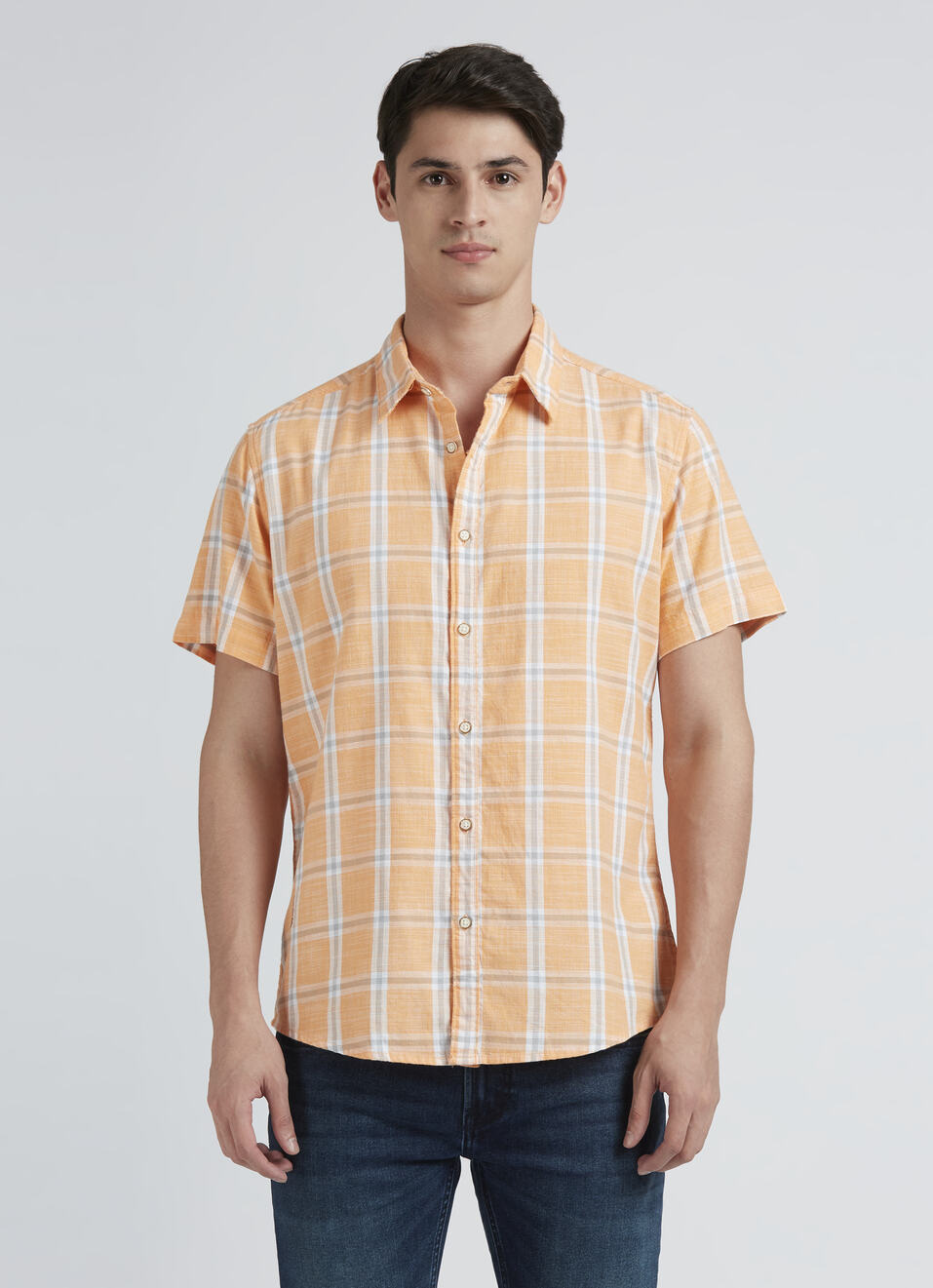 Orange Check Short Sleeve Shirt, , large image number 1
