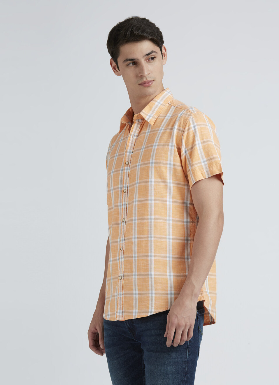 Orange Check Short Sleeve Shirt, , large image number 3