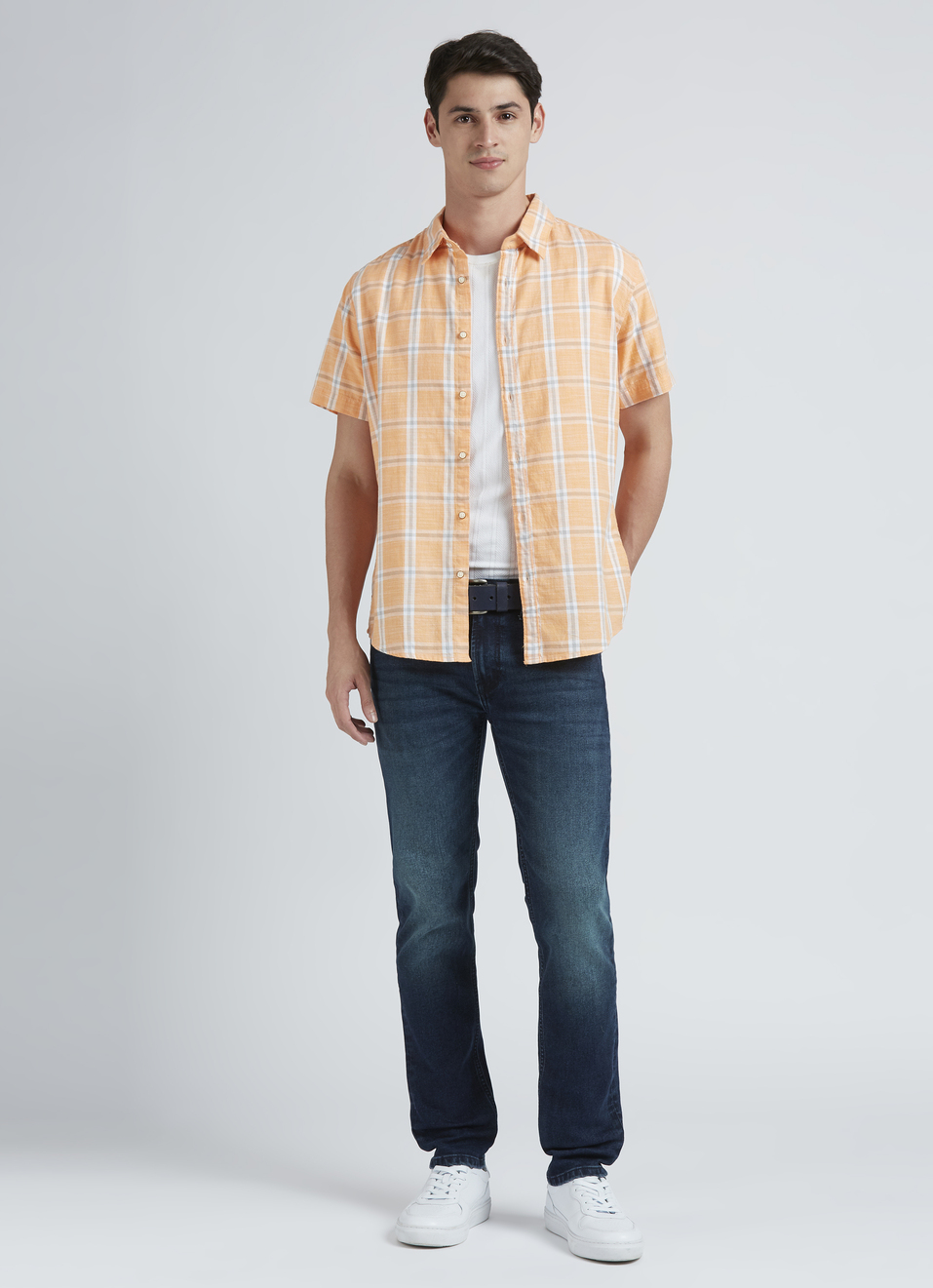 Orange Check Short Sleeve Shirt, , large image number 5