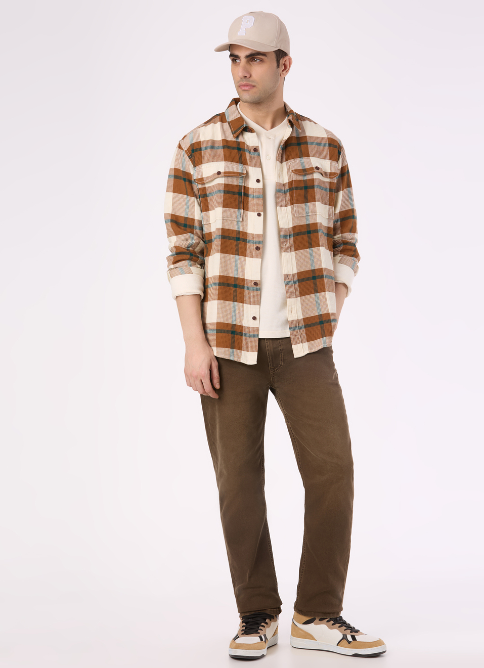 Men Brown Check Flannel Full Sleeve Shirt, , large image number 5