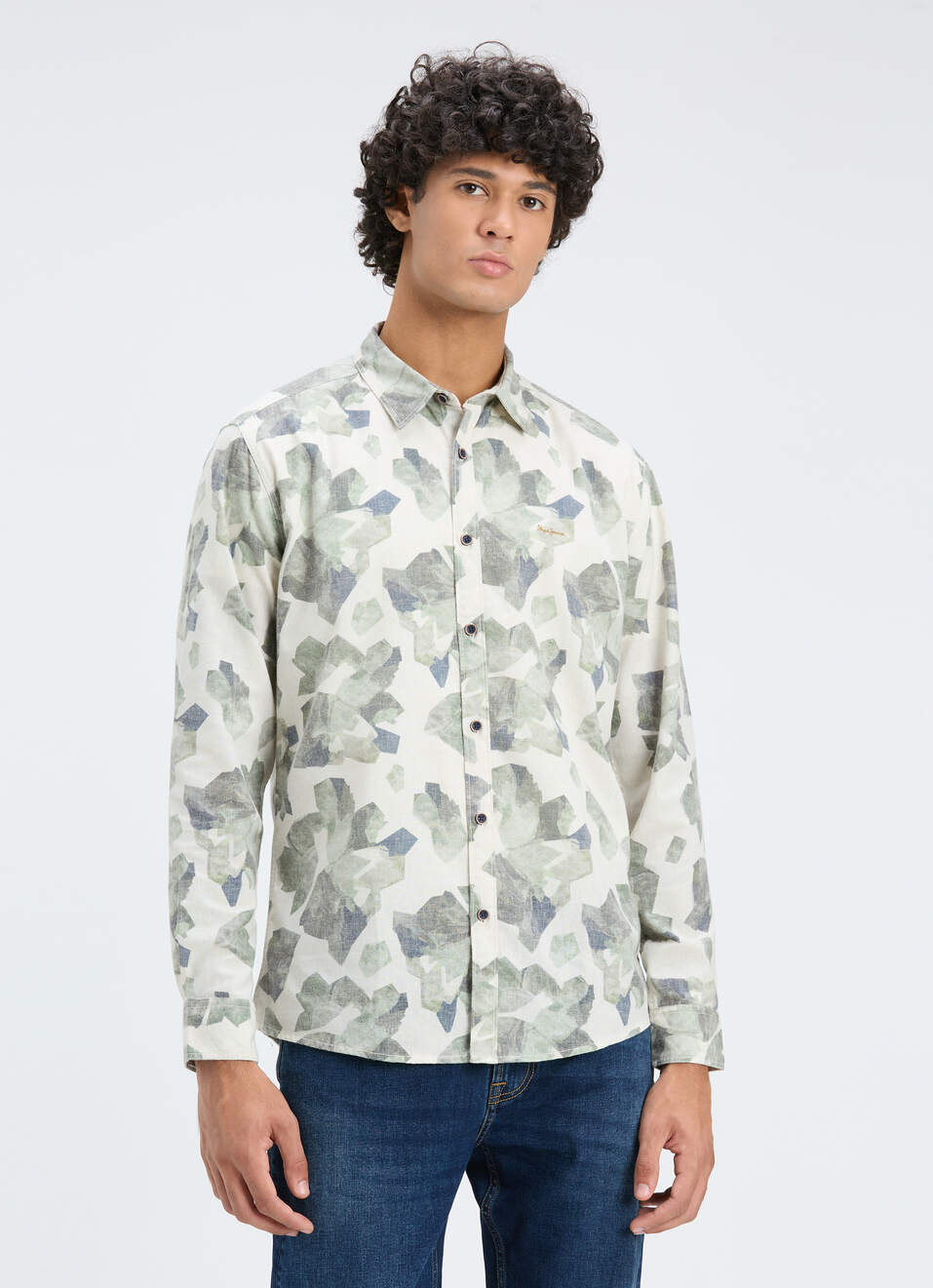 Men Olive Camouflage Print Full Sleeve Shirt, , large image number 3