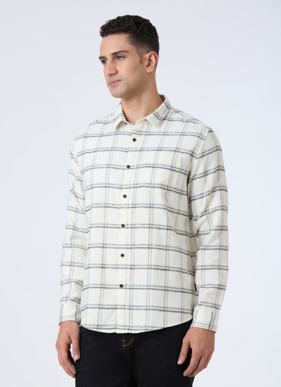 Men White Check Full Sleeve Shirt, , large image number 3