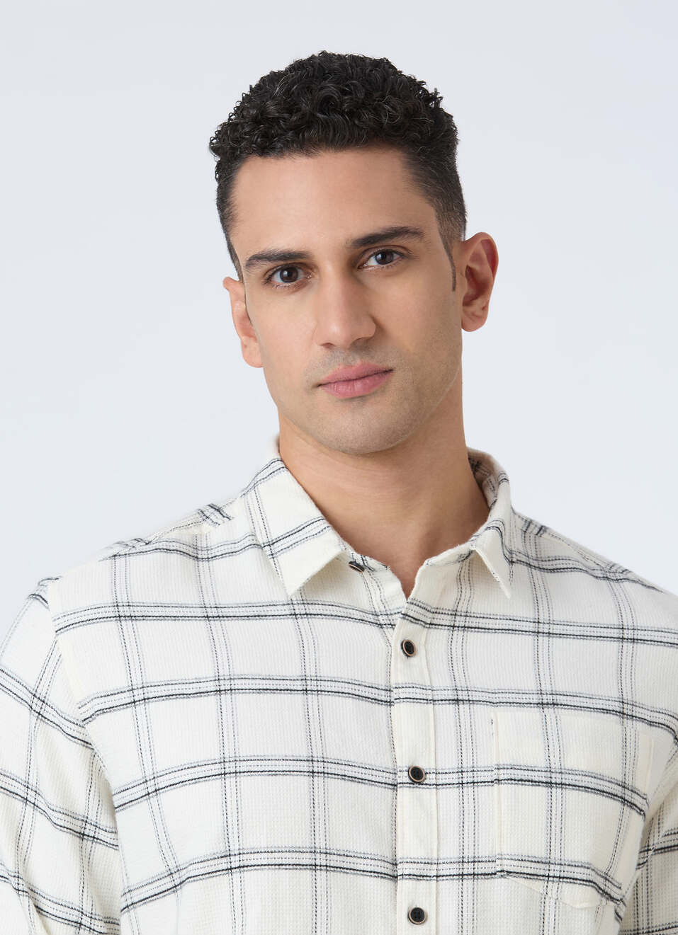 Men White Check Full Sleeve Shirt, , large image number 4