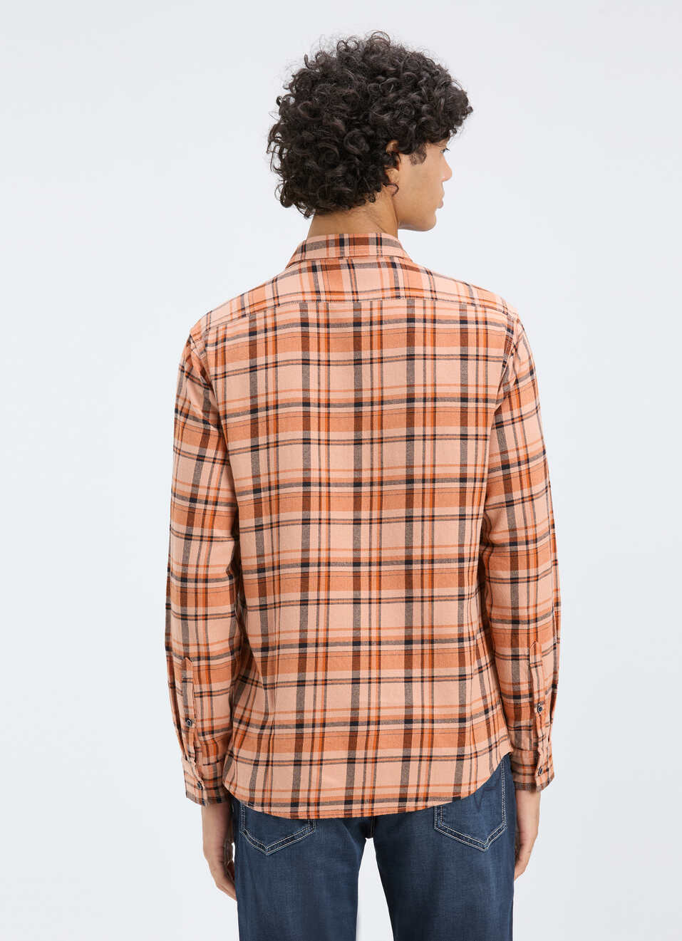 Men Orange Blotch Check Full Sleeve Shirt, , large image number 2