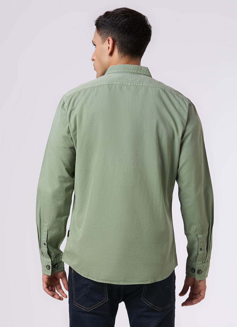 Men Olive Utility Flap Pockets Casual Shirt, , large image number 2