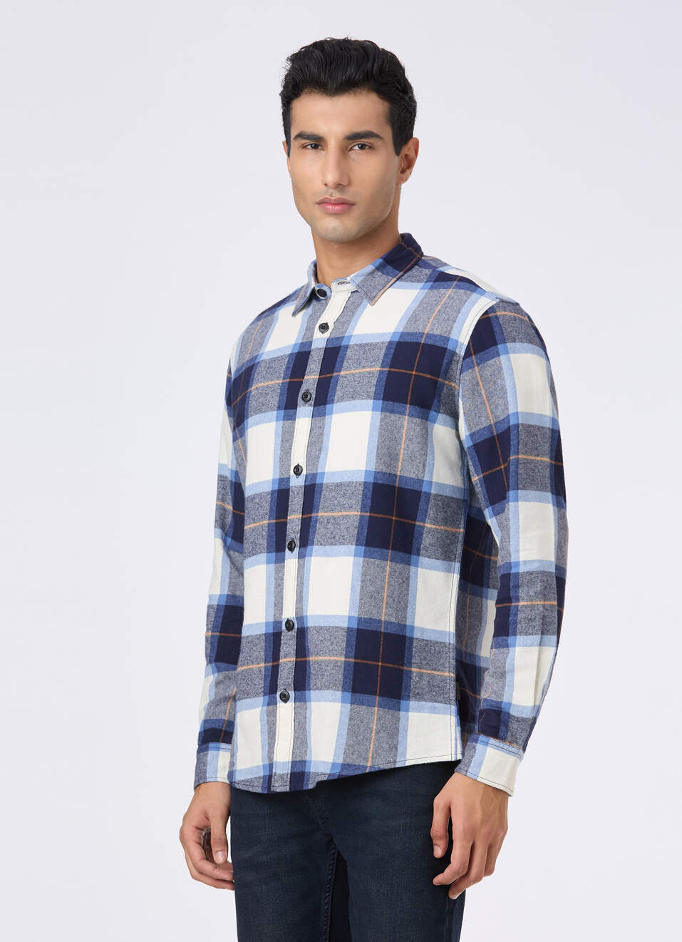 Men Blue Tarten Check Full Sleeve Shirt, , large image number 3