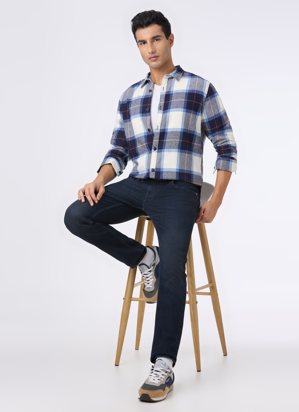 Men Blue Tarten Check Full Sleeve Shirt, , large image number 5