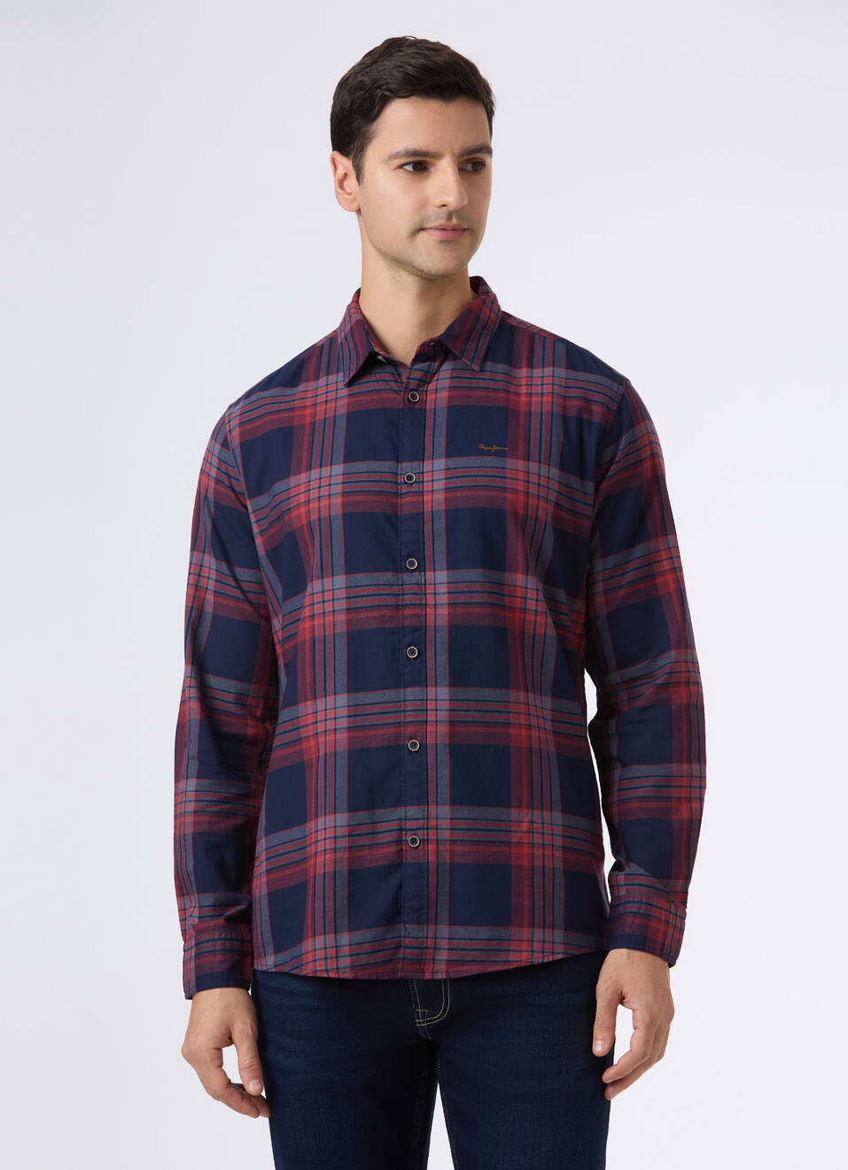 Men Navy Check Full Sleeve Shirt, , large image number 1