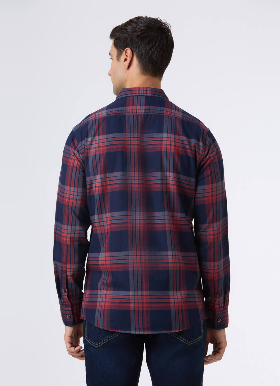 Men Navy Check Full Sleeve Shirt, , large image number 2