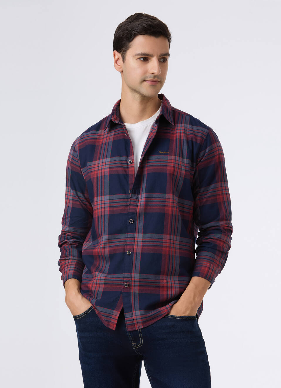 Men Navy Check Full Sleeve Shirt, , large image number 0