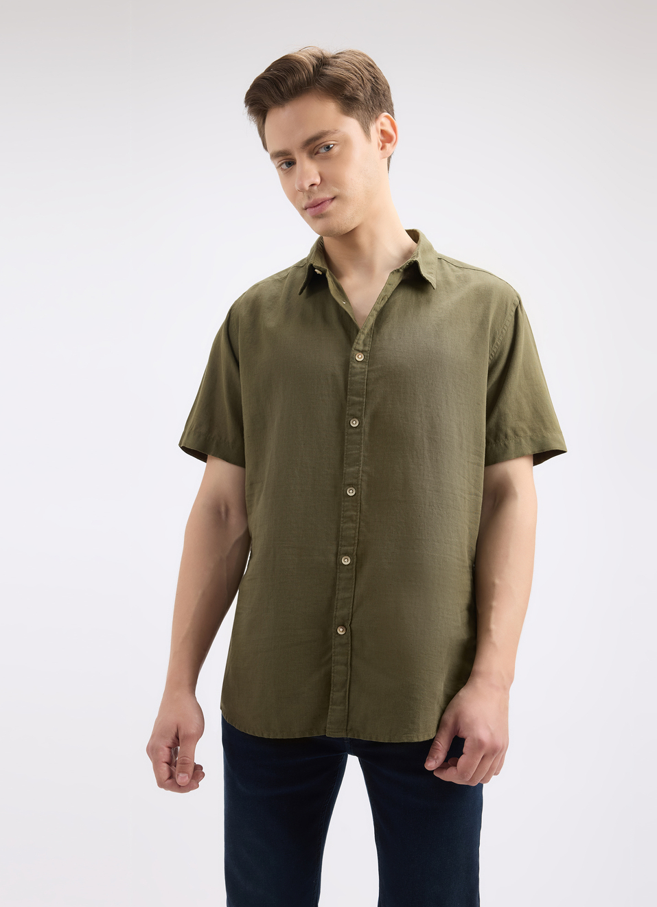 Men Green Short Sleeve Shirt, , large image number 1