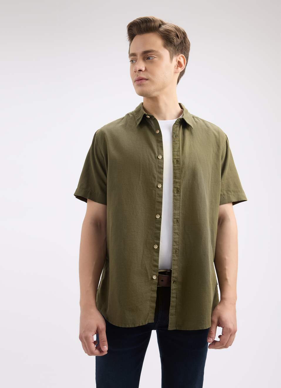 Men Green Short Sleeve Shirt, , large image number 0