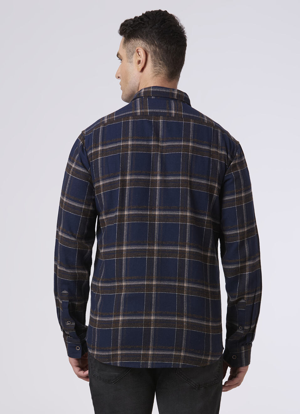 Men Blue Checked Regular Fit Casual Shirt, , large image number 2