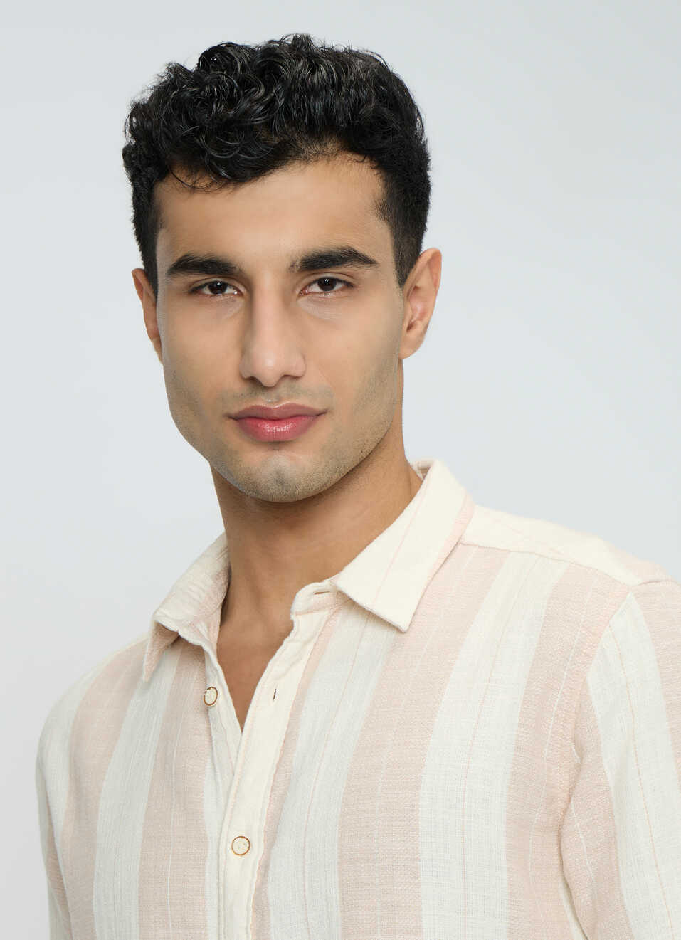 Men Peach Orange Striped Shirt, , large image number 4
